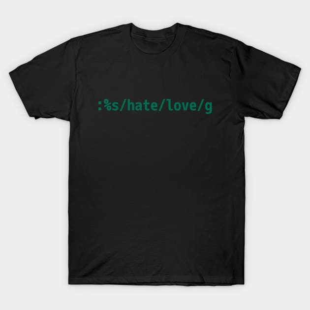 Replace Hate with Love - Peaceful vi/Vim Geek Green Design T-Shirt by geeksta